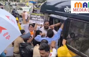 राज्य सरकारच्या शासकीय कंत्राटी भरती विरोधात युवक राष्ट्रवादी काँग्रेस शरदचंद्र पवार पक्षाच्या वतीने आंदोलन