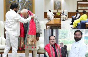 *उपमुख्यमंत्री एकनाथ शिंदे यांनी पंतप्रधान नरेंद्र मोदी, अमित शहा आणि जे.पी. नड्डा यांची घेतली भेट*