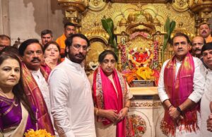 उपमुख्यमंत्री सुनेत्रा अजित पवार यांनी पदभार स्वीकारण्याअगोदर सिध्दीविनायक मंदिरात जाऊन दर्शन घेतले