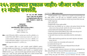 अखेर जीआर आला! महाराष्ट्रातील २६५ तालुक्यात दुष्काळ जाहीर – मिळणार या १२ मोठ्या सवलती, संपूर्ण यादी पहा*
