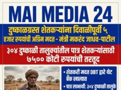 *दुष्काळग्रस्त शेतकऱ्यांना दिवाळीपूर्वी ५ हजार रुपयांची अग्रिम मदत*- मदत व पुनर्वसन मंत्री मकरंद जाधव-पाटील